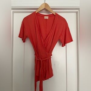 Nation LTD bright orange wrap top size medium